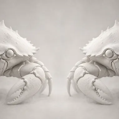 Two identical crabs facing each other